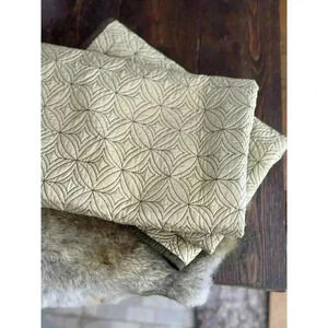 S/2 Restoration Hardware QUILTED SILK EURO SHAM‎ Tan / Chocolate Square Diamond